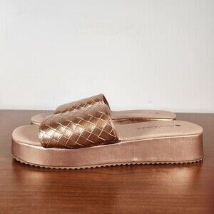 Gloria Vanderbilt Sandal Slide On Rose Gold Woven Womens Size 10 Blanche